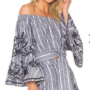 Parker Georgina off the shoulder tied crop top